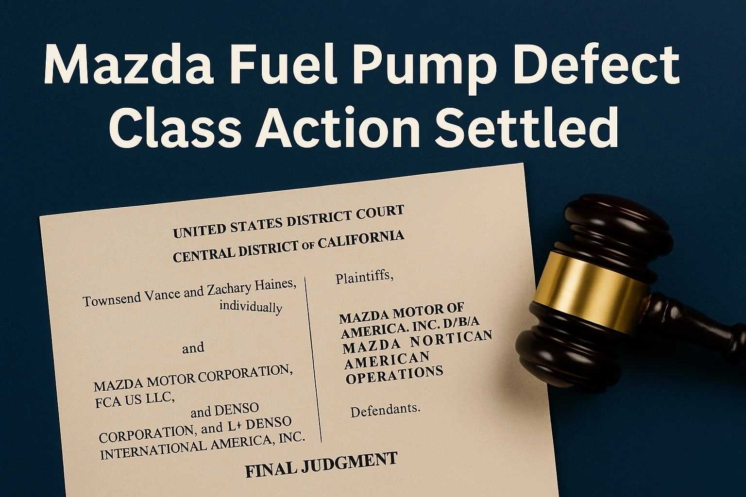 Mazda Fuel Pump Class Action Ends in Settlement